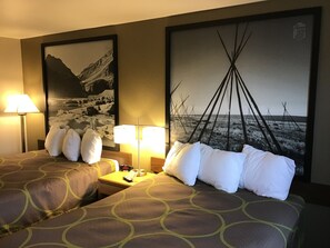 Habitación, 2 camas Queen size, para no fumadores | Cunas gratuitas, wifi gratis, ropa de cama y despertador 