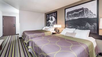 Room, 2 Queen Beds, Non Smoking | Desk, laptop workspace, blackout drapes, iron/ironing board