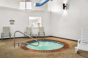 Indoor pool, open 8:00 AM to 10 PM, sun loungers