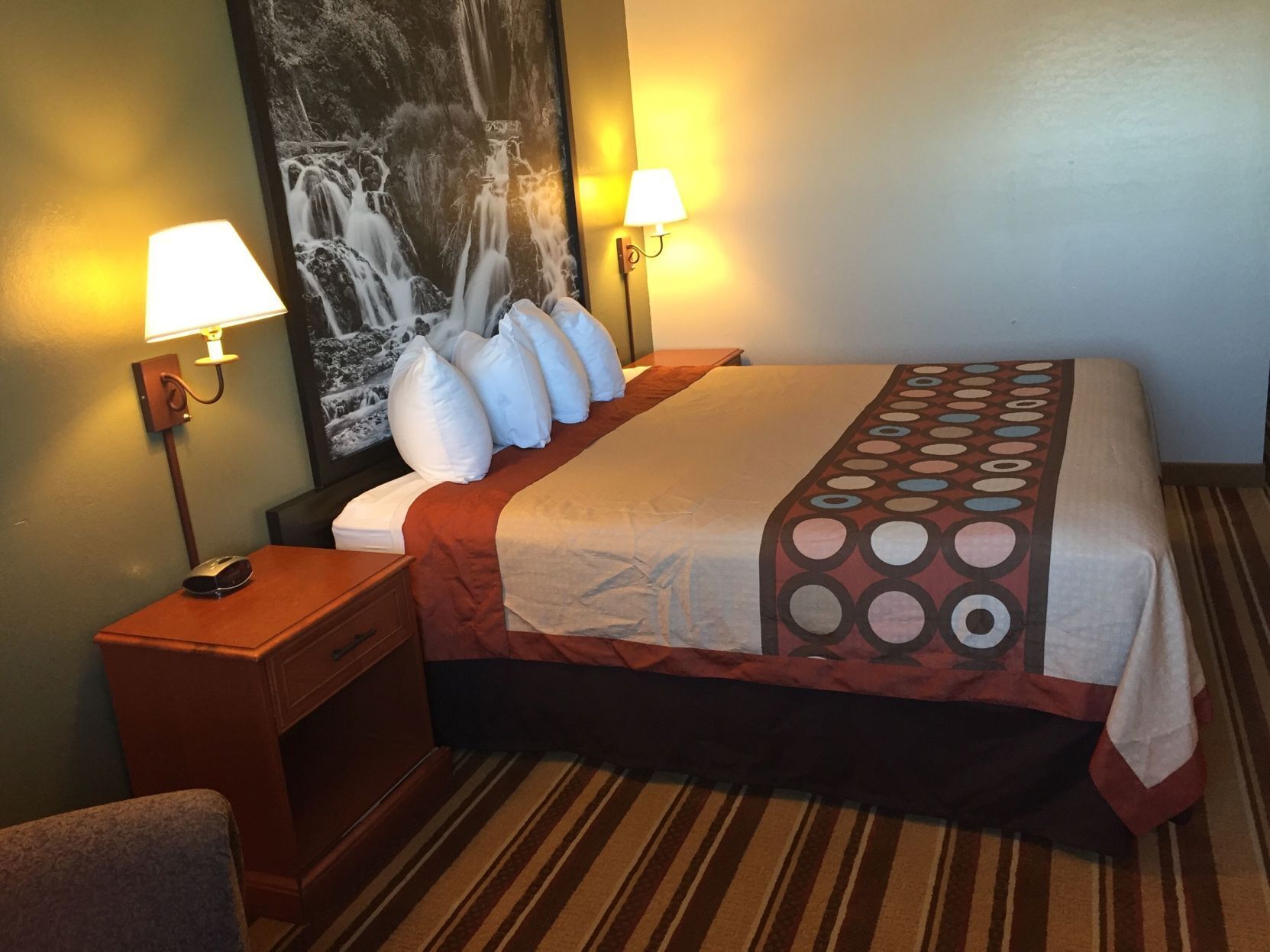 Desk, laptop workspace, blackout drapes, free WiFi