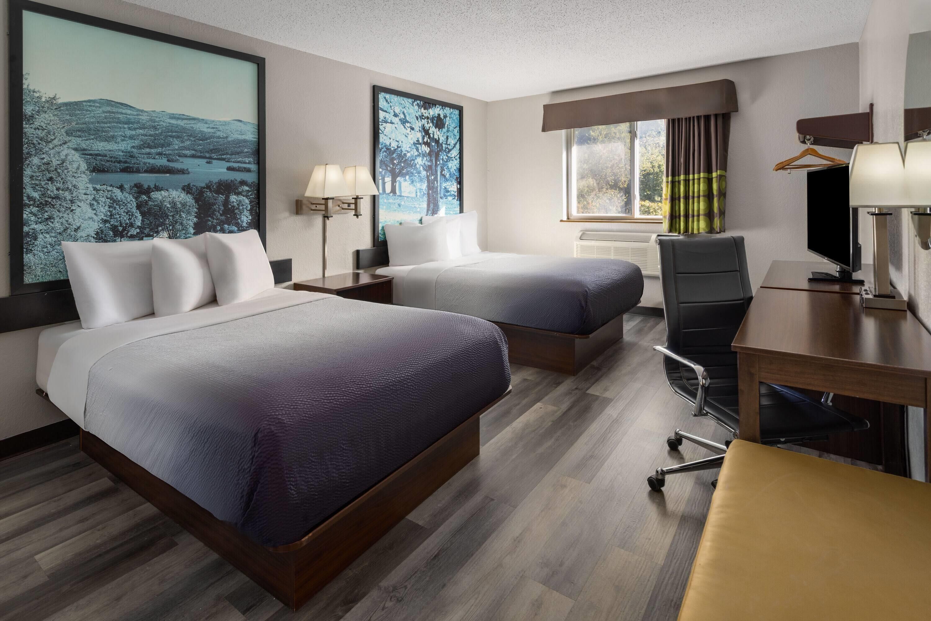 Standard Room, 2 Double Beds, Non Smoking | Pillow-top beds, desk, laptop workspace, blackout curtains