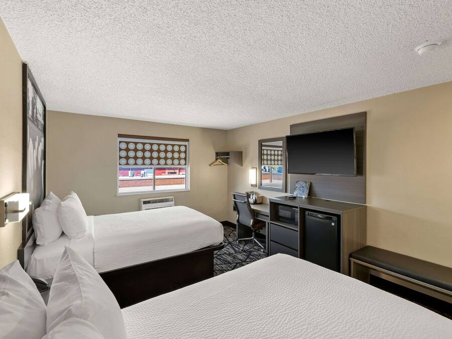 Room, 2 Double Beds, Non Smoking | Desk, blackout drapes, free WiFi, bed sheets
