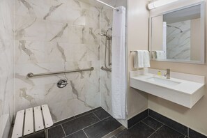 Room, 1 King Bed, Accessible, Non Smoking (Roll-In Shower) | Accessible bathroom - Super 8 by Wyndham Charlottesville (Charlottesville)