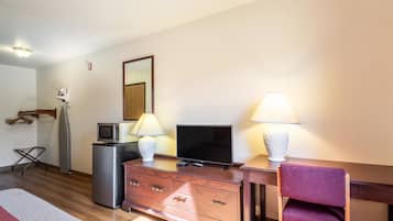 Desk, blackout curtains, free cots/infant beds, free WiFi