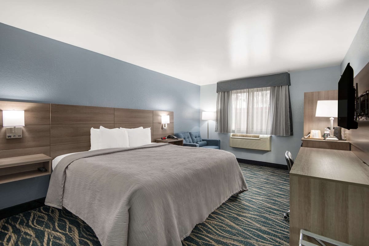 Premium bedding, desk, blackout curtains, soundproofing