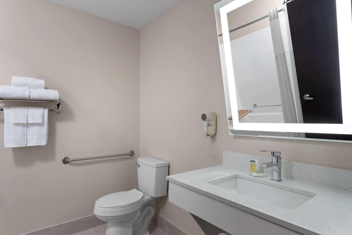 ห้องพัก, เตียงคิงไซส์ 1 เตียง, อุปกรณ์ช่วยการเคลื่อนไหว, ปลอดบุหรี่ (Bathtub W/grab Bars) | ห้องน้ำสำหรับผู้พิการหรือทุพพลภาพ และคนชรา