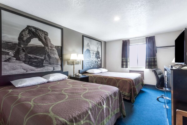 Standard Room, 2 Queen Beds | Desk, free cribs/infant beds, free WiFi, bed sheets