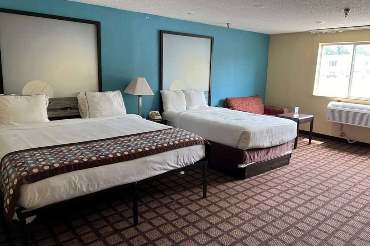 Standard Quadruple Room, 2 Double Beds, Non Smoking, Refrigerator & Microwave | In-room safe, desk, laptop workspace, blackout drapes