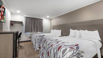 Desk, blackout curtains, iron/ironing board, free cots/infant beds