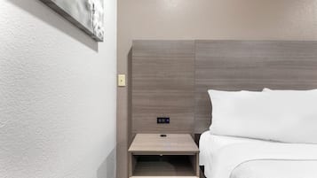 Desk, blackout curtains, iron/ironing board (on request)