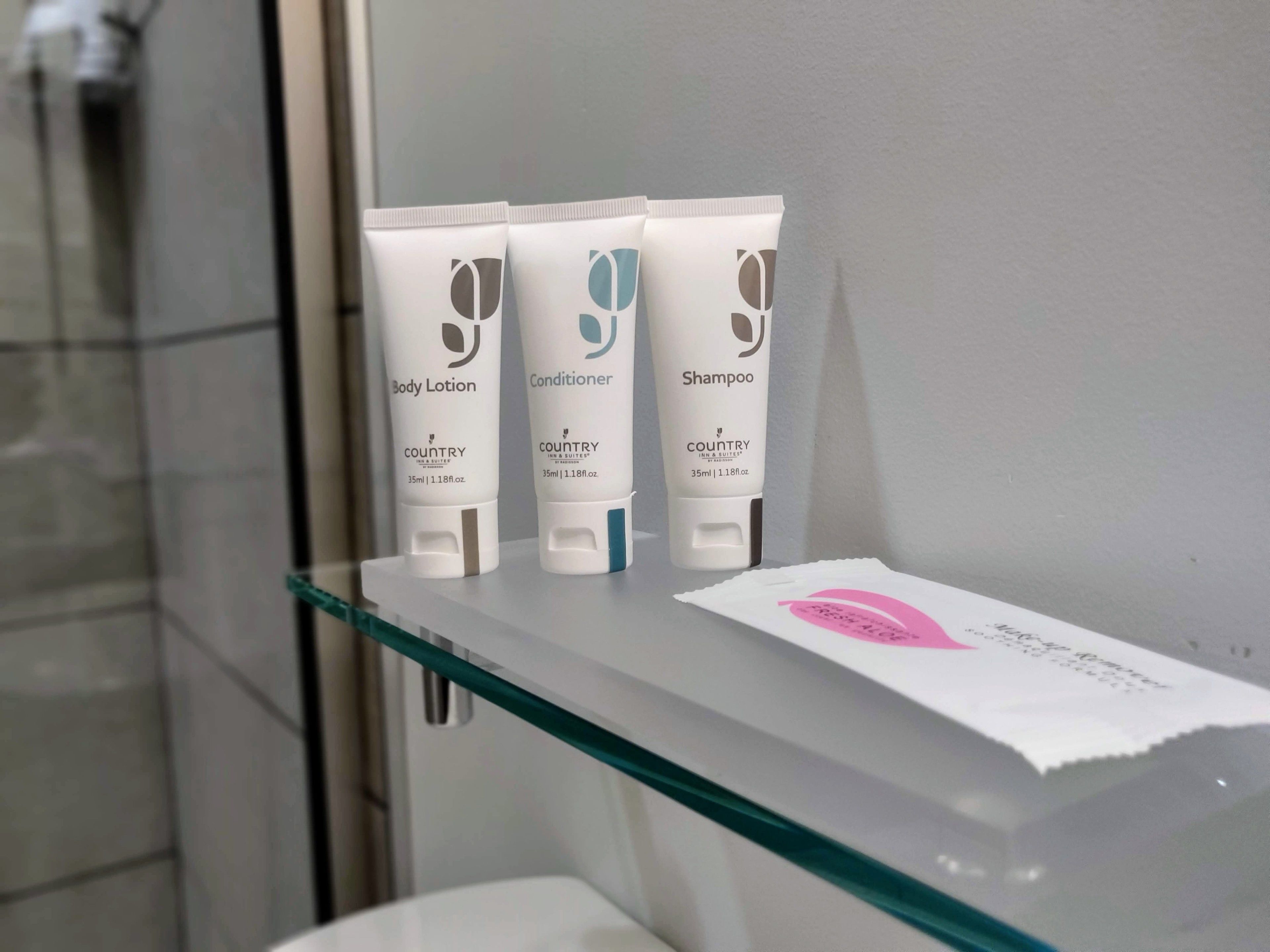 Eco-friendly toiletries, hair dryer, towels, soap