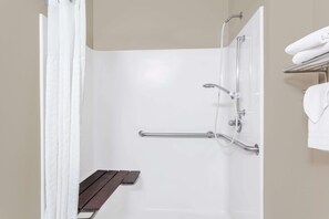 Standard Room, 1 Queen Bed, Accessible | Bathroom shower - Super 8 by Wyndham Adrian (Adrian)