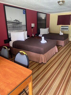 One Room with Two Double Beds - Pool View | 1 bedroom, desk, free WiFi, bed sheets