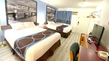 Room, 2 Queen Beds, Non Smoking | Free cots/infant beds, free WiFi, bed sheets, alarm clocks