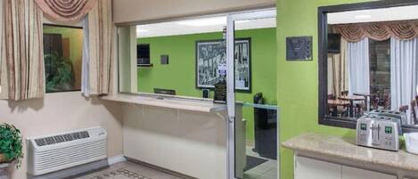 Fridge, microwave, coffee/tea maker