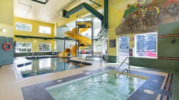 Indoor pool, open 9:00 AM to 9:00 PM, sun loungers