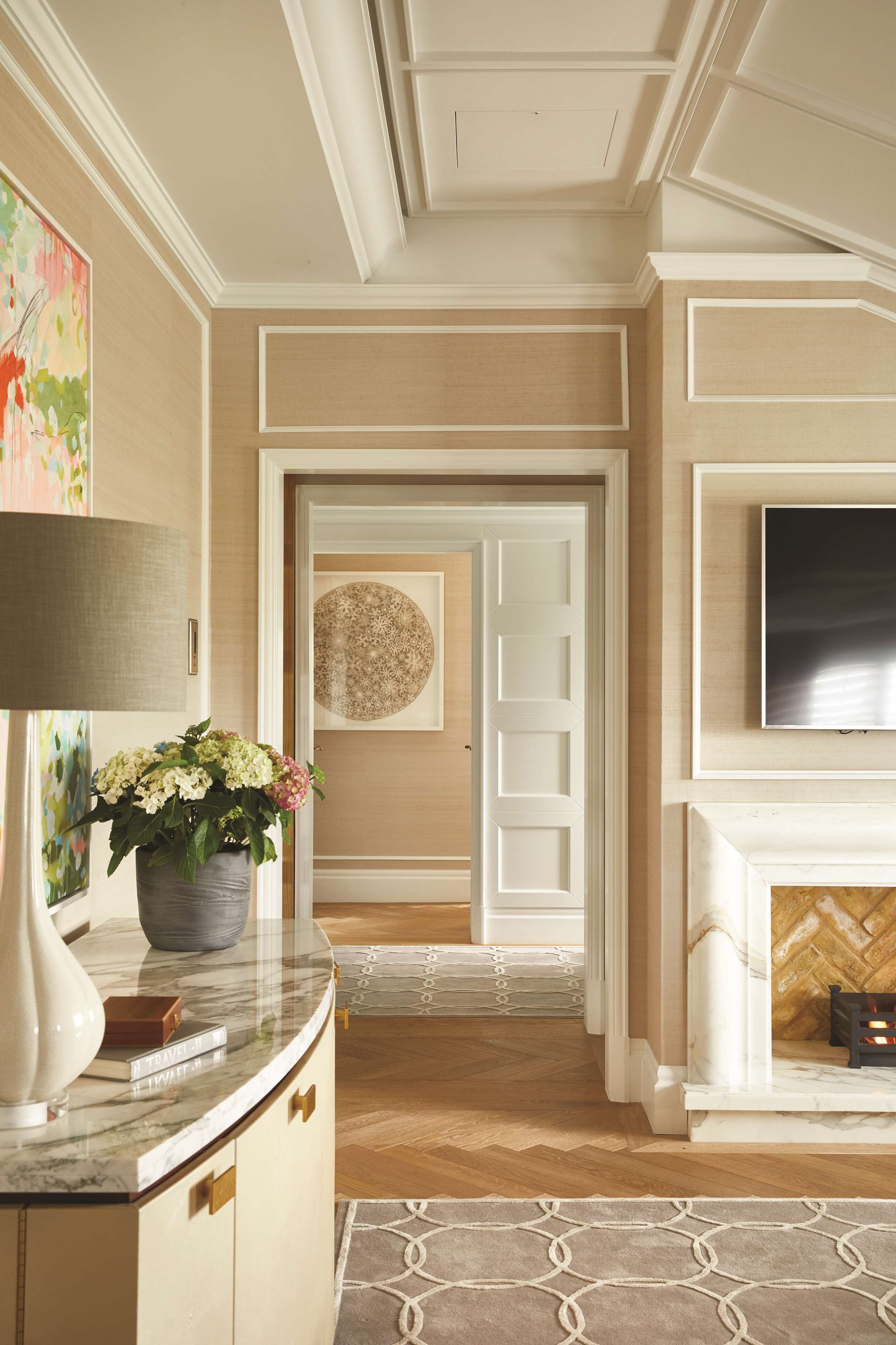 the cadogan penthouse | living area | smart tv, mp3 dock, heated floors