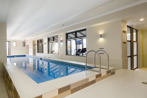 Indoor pool, open 6:00 AM to 9:00 PM, sun loungers