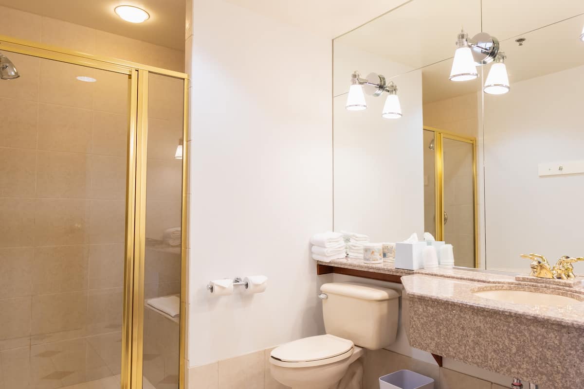 luxury suite, 1 king bed, non smoking | bathroom | separate bathtub and shower, hair dryer, towels