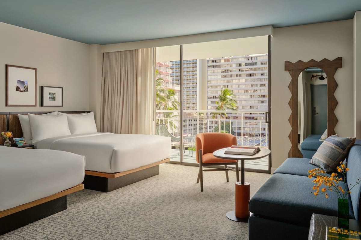 Junior Suite, Multiple Beds, Balcony (Two Queens and Sofabed) | Premium bedding, pillowtop beds, in-room safe, laptop workspace