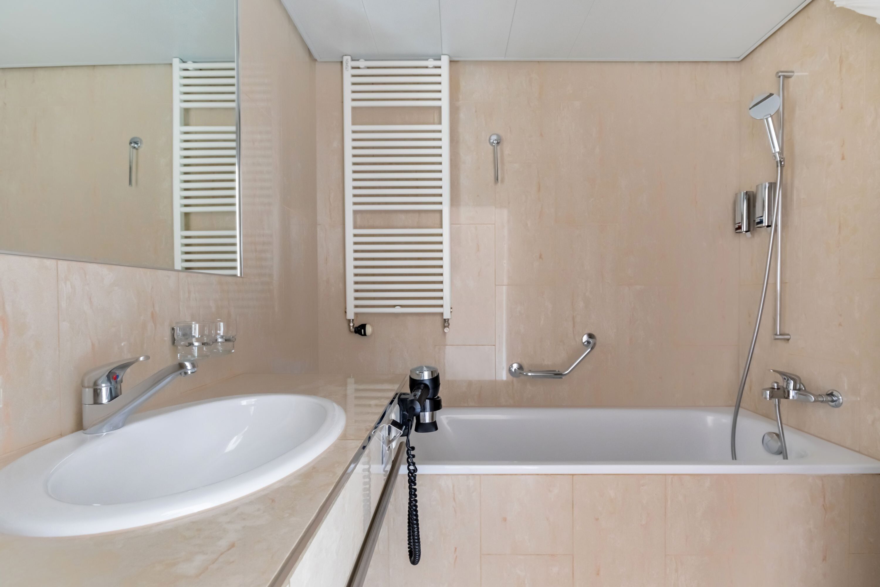 free toiletries, hair dryer, towels