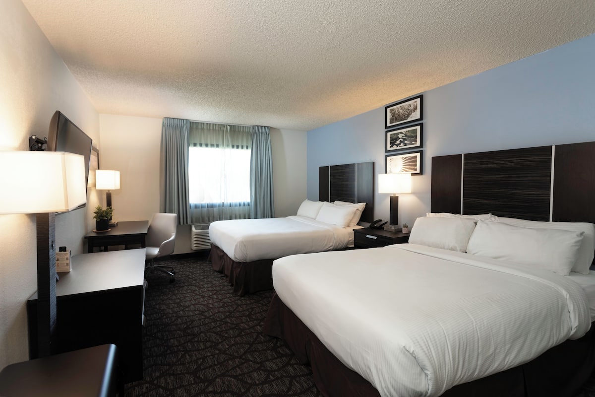 Deluxe Double Queen | Premium bedding, desk, laptop workspace, blackout drapes