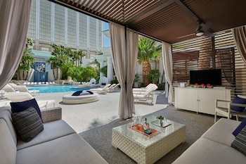 Seasonal outdoor pool, open 9 AM to 6 PM, cabanas (surcharge) at Four Seasons Hotel Las Vegas