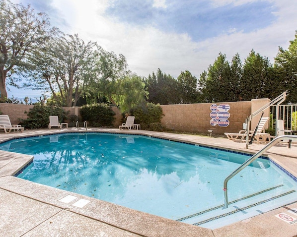 Outdoor pool, pool loungers