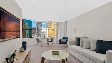 Premium Apartment, 1 Bedroom, City View (1 King Bed) | Minibar, in-room safe, blackout drapes, iron/ironing board