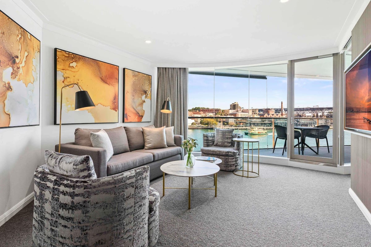 1 bilik tidur, peralatan tempat tidur premium, bar mini