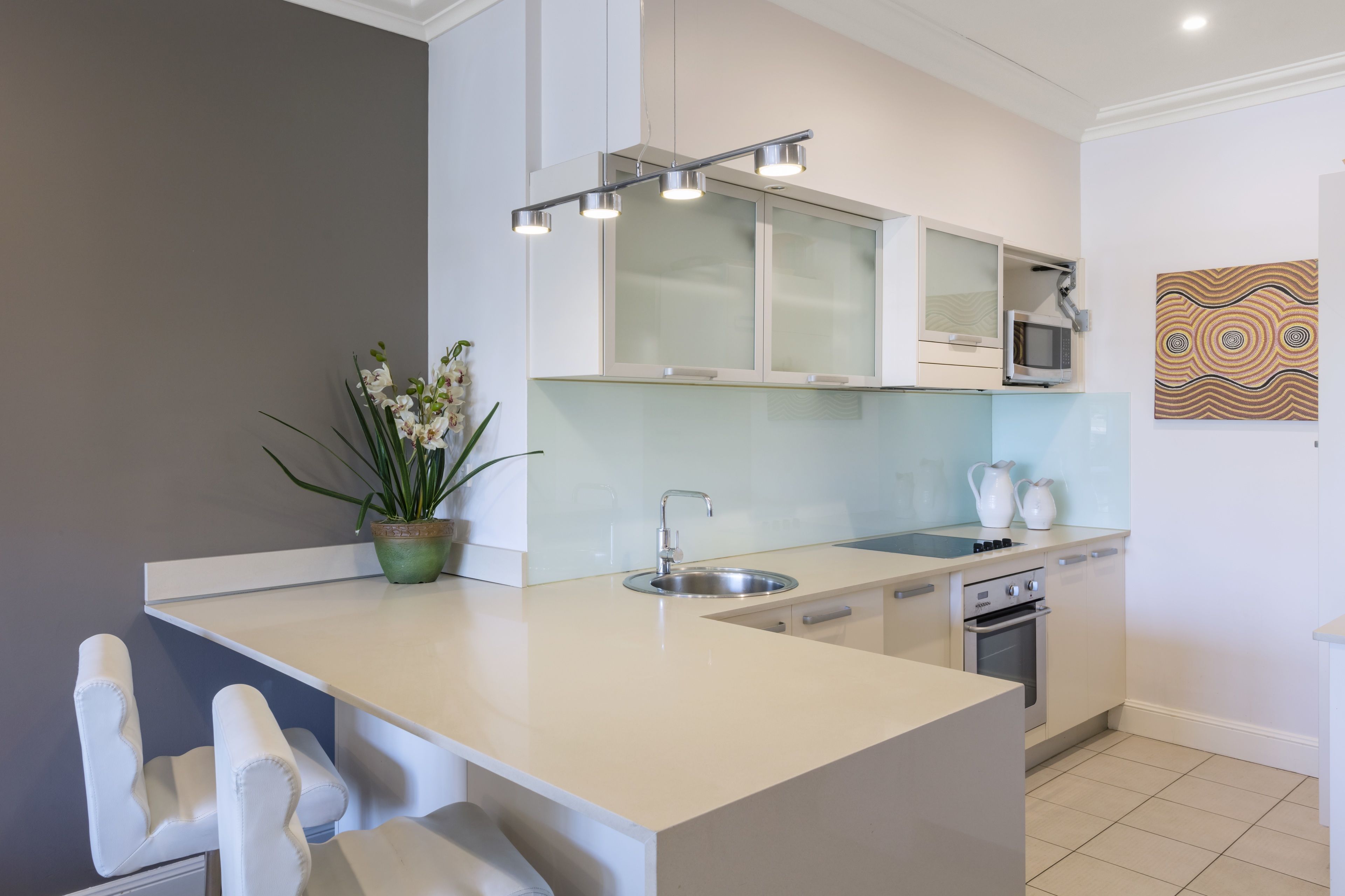 Fridge, microwave, electric kettle