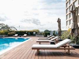 Outdoor pool, sun loungers