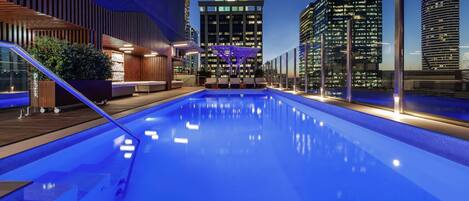 Outdoor pool, open 5:00 AM to 7:00 PM, sun loungers