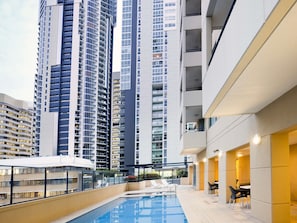 Outdoor pool, open 7:00 AM to 9:00 PM, sun loungers
