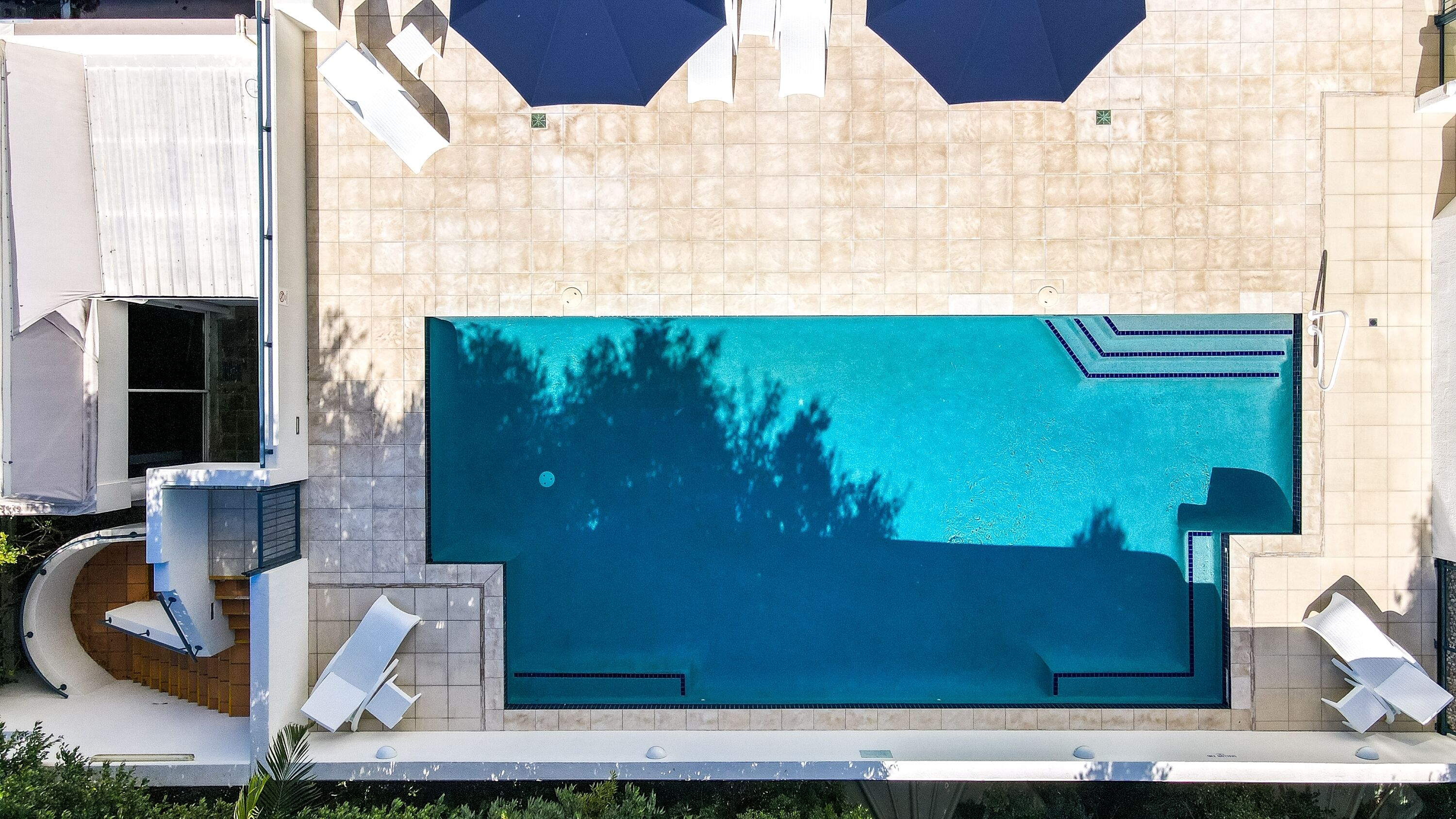 Outdoor pool, sun loungers