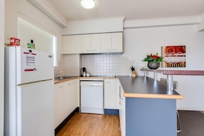 Fridge, microwave, coffee/tea maker, electric kettle