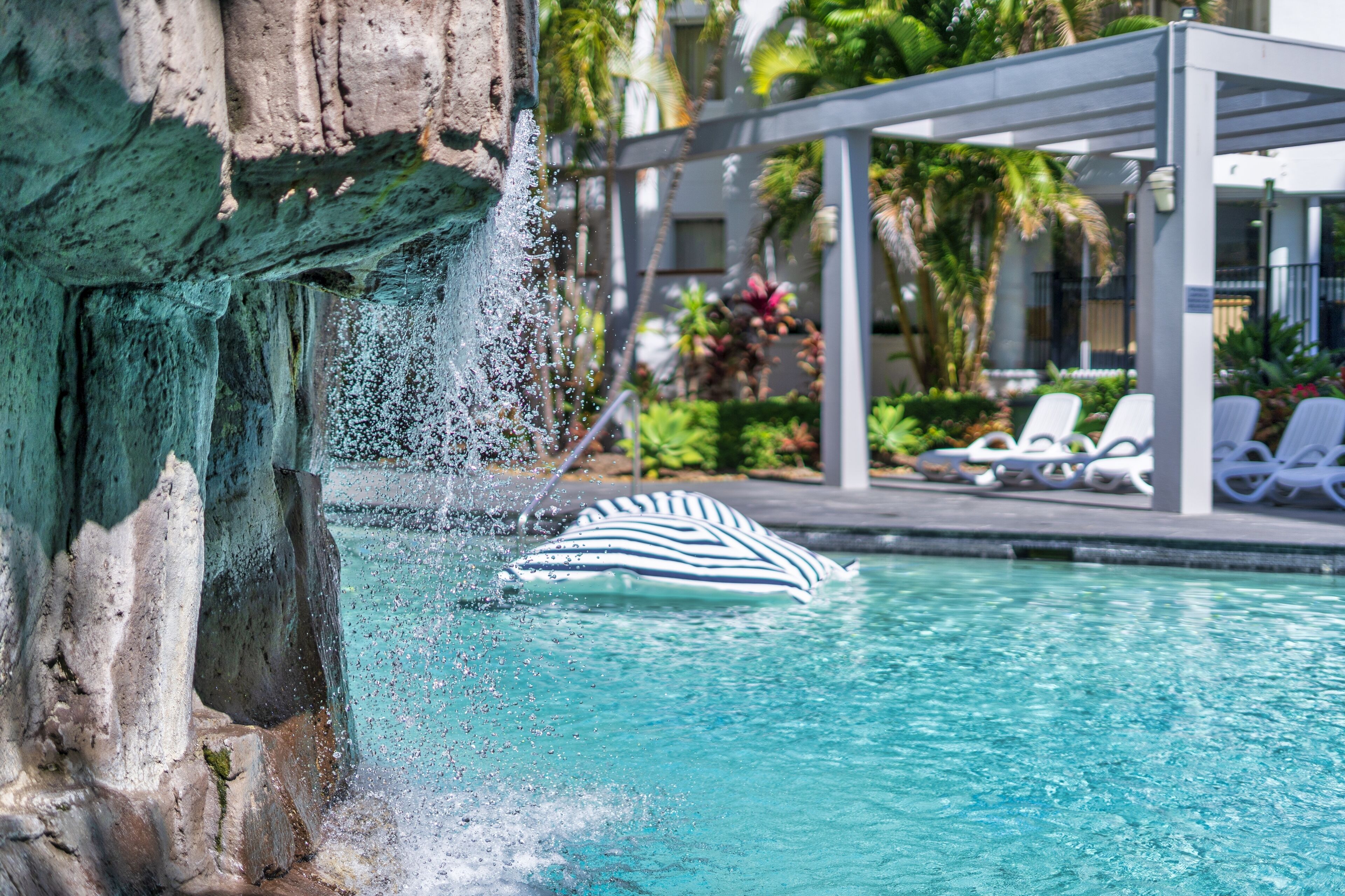 Outdoor pool, open 7:00 AM to 9:00 PM, sun loungers