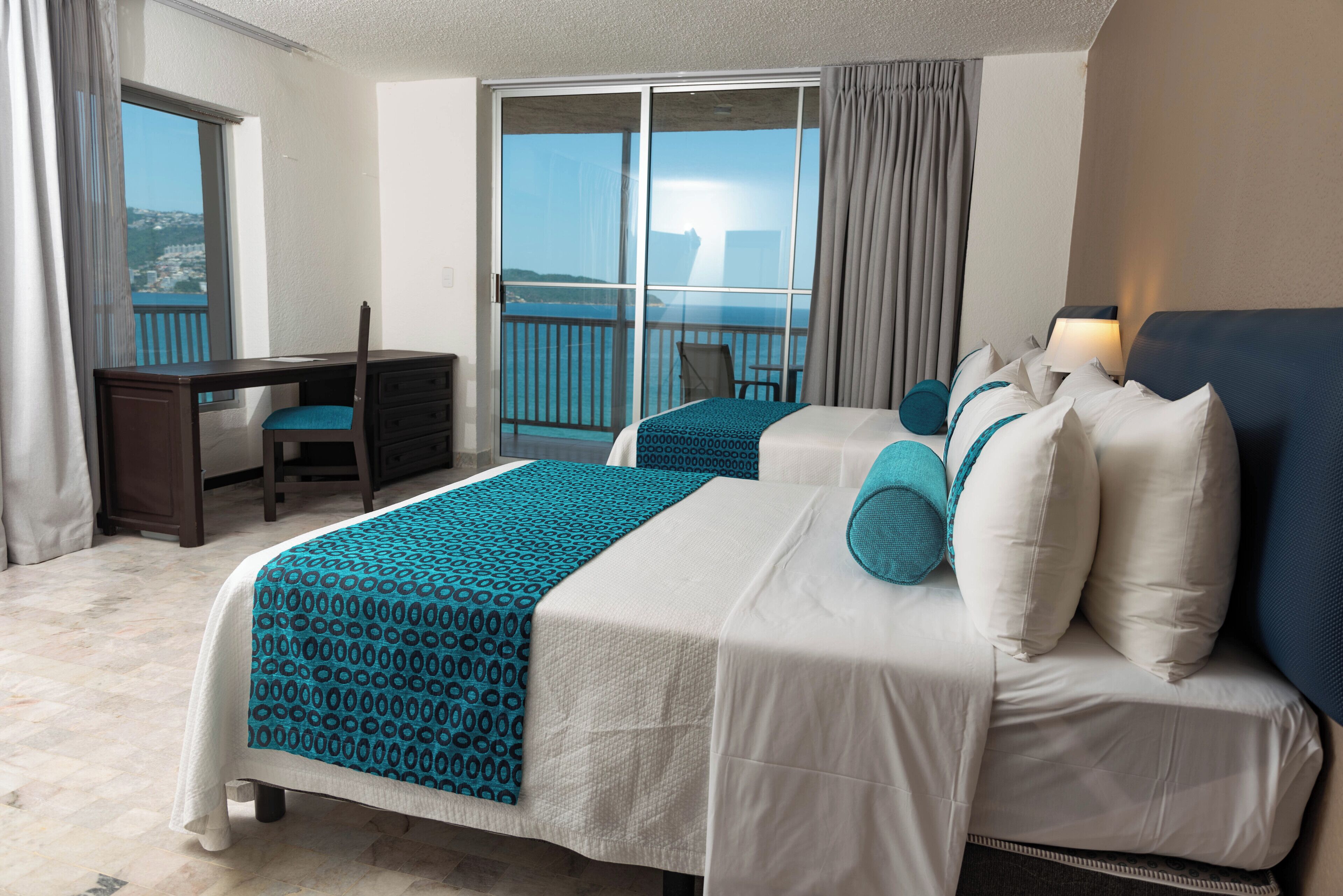 Standard Double Room, 2 Double Beds, Partial Sea View