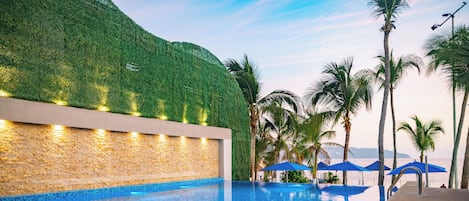 2 outdoor pools, pool umbrellas, pool loungers