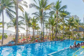 3 outdoor pools, open 8:00 AM to 9:00 PM, sun loungers