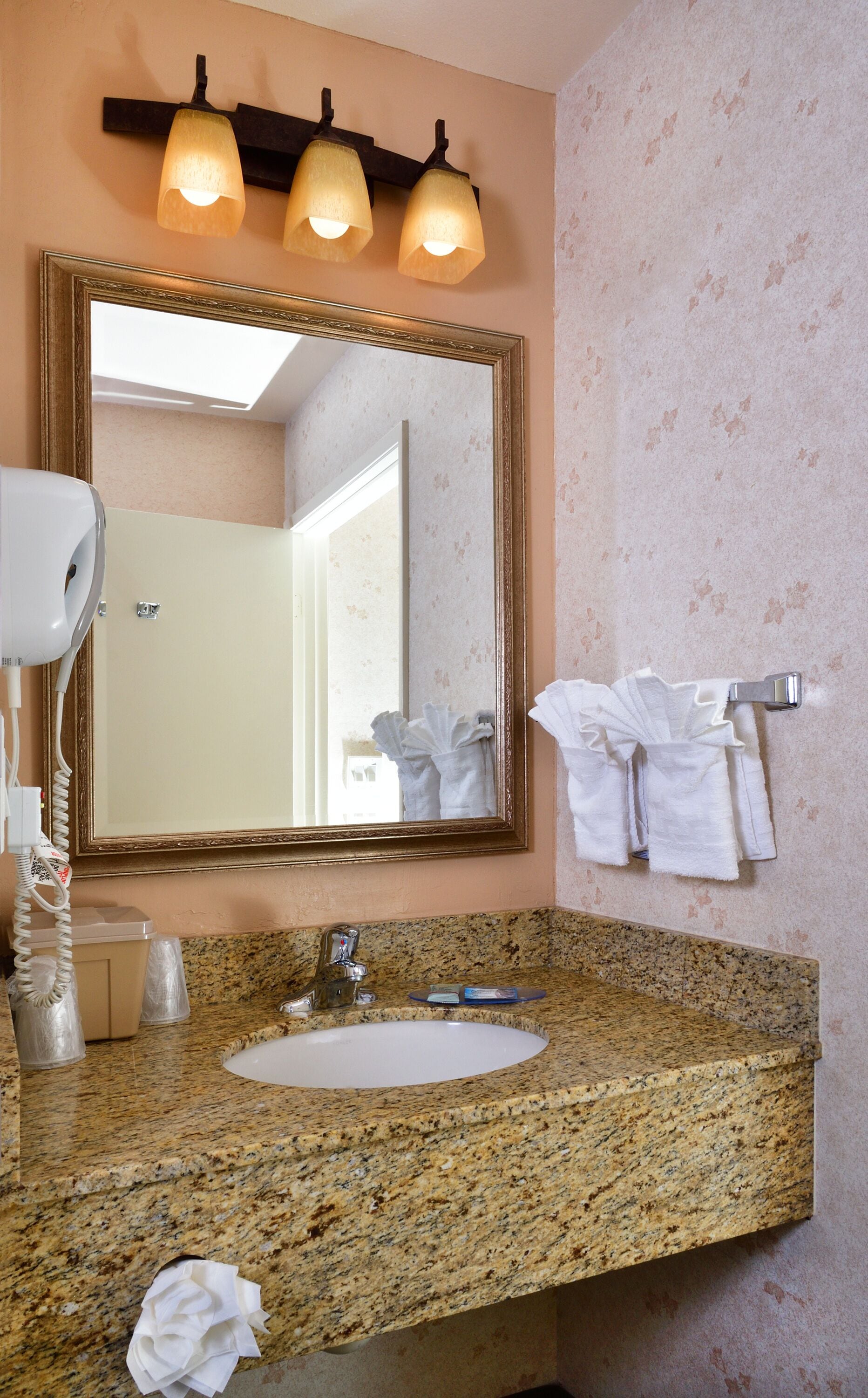 free toiletries, hair dryer, towels