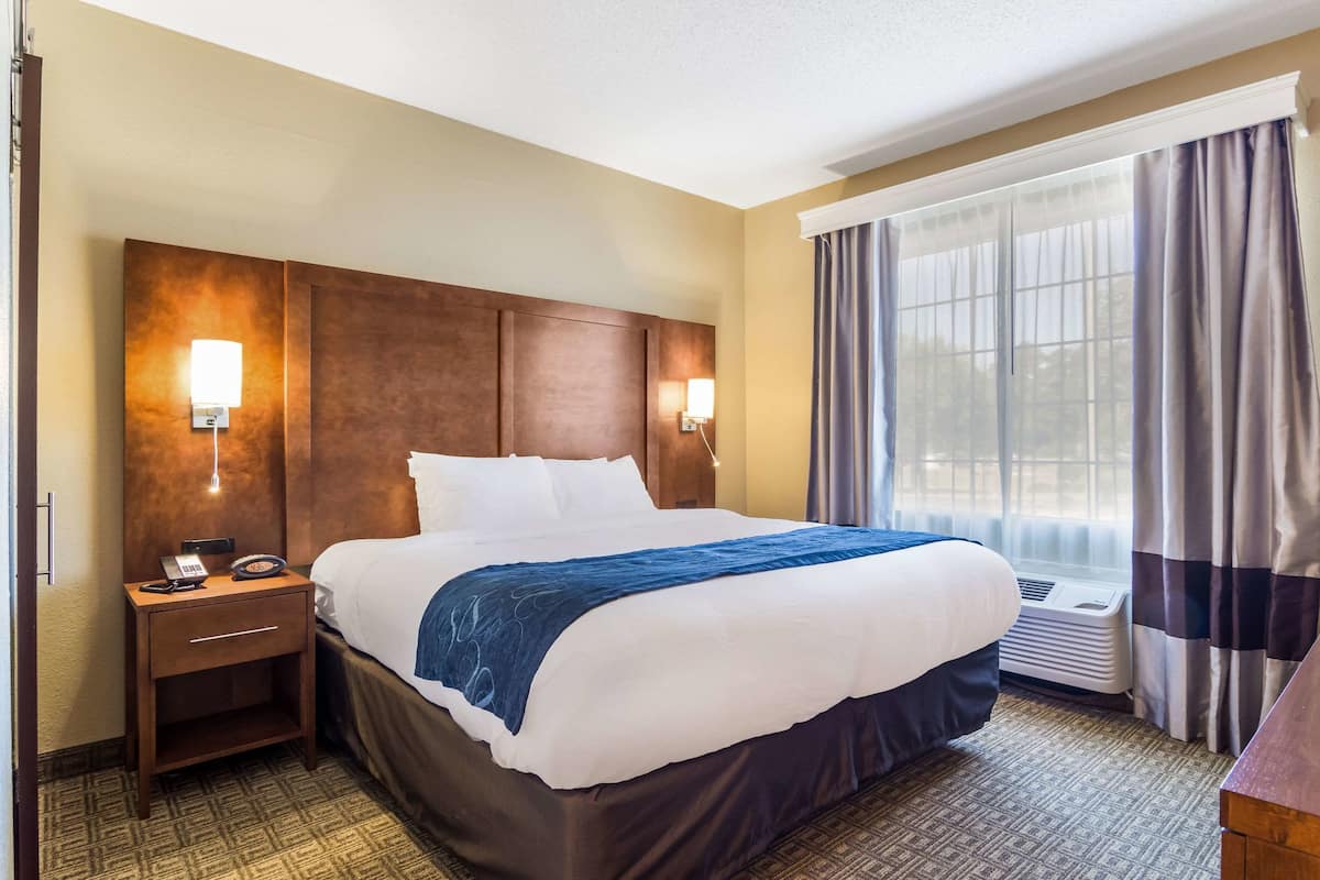 1 bedroom, premium bedding, desk, blackout curtains
