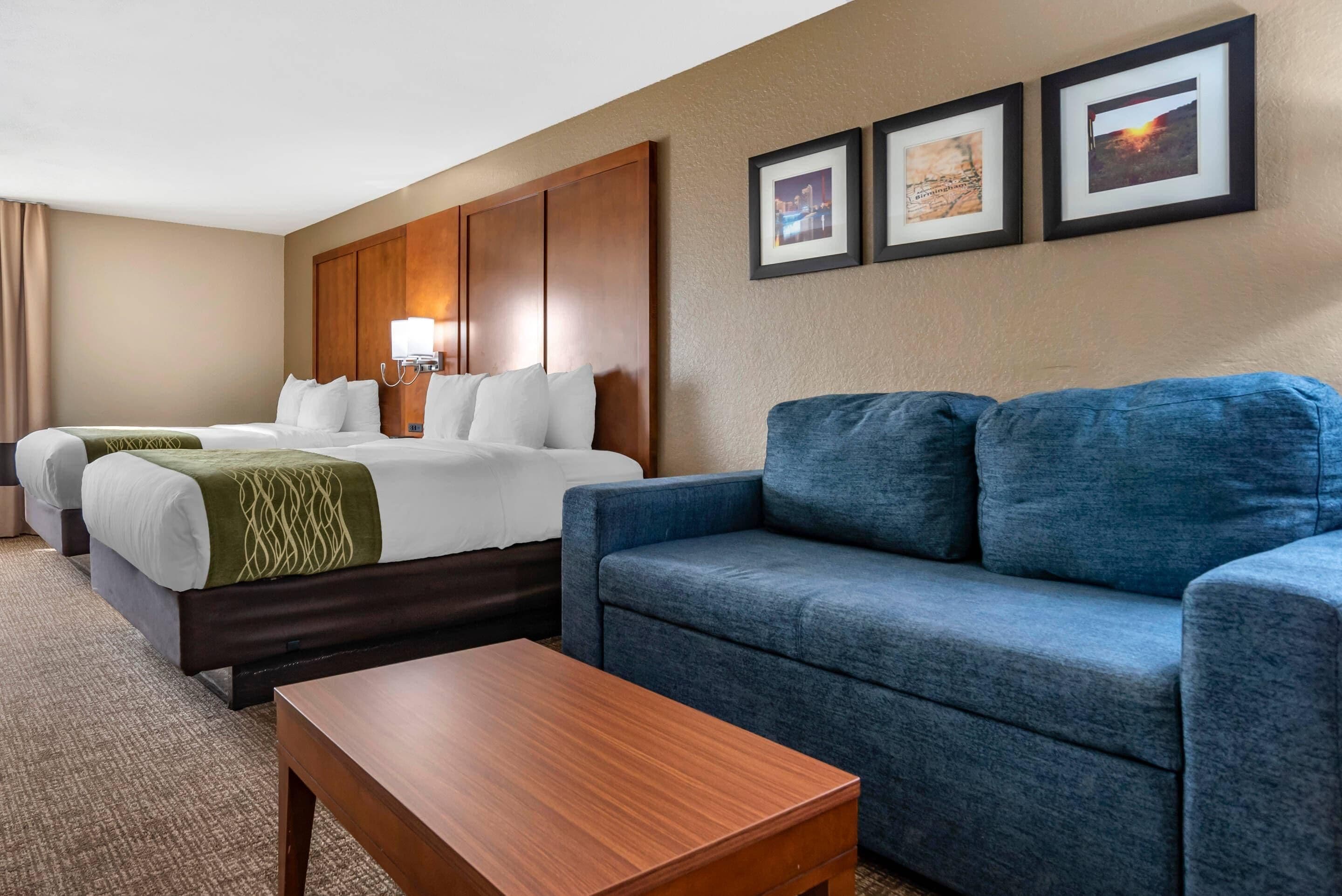 Down comforters, pillowtop beds, desk, laptop workspace