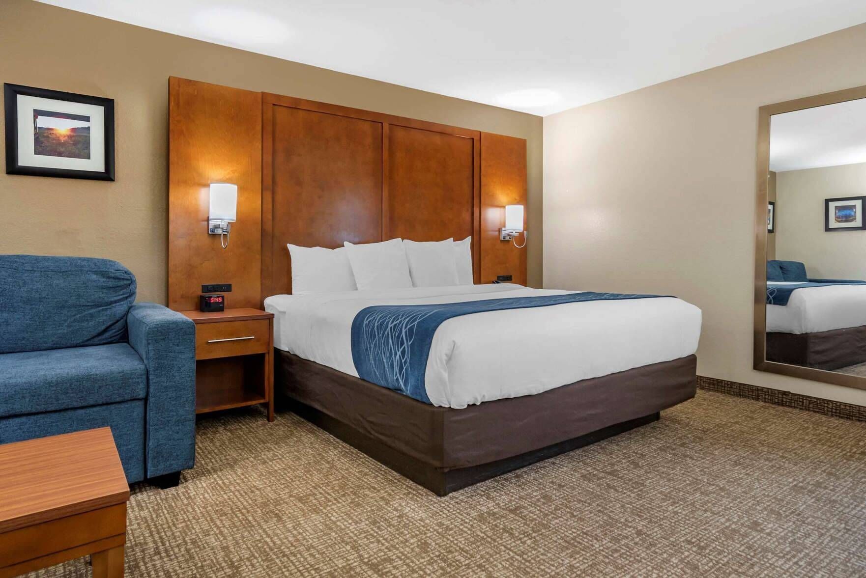Down comforters, pillowtop beds, desk, laptop workspace