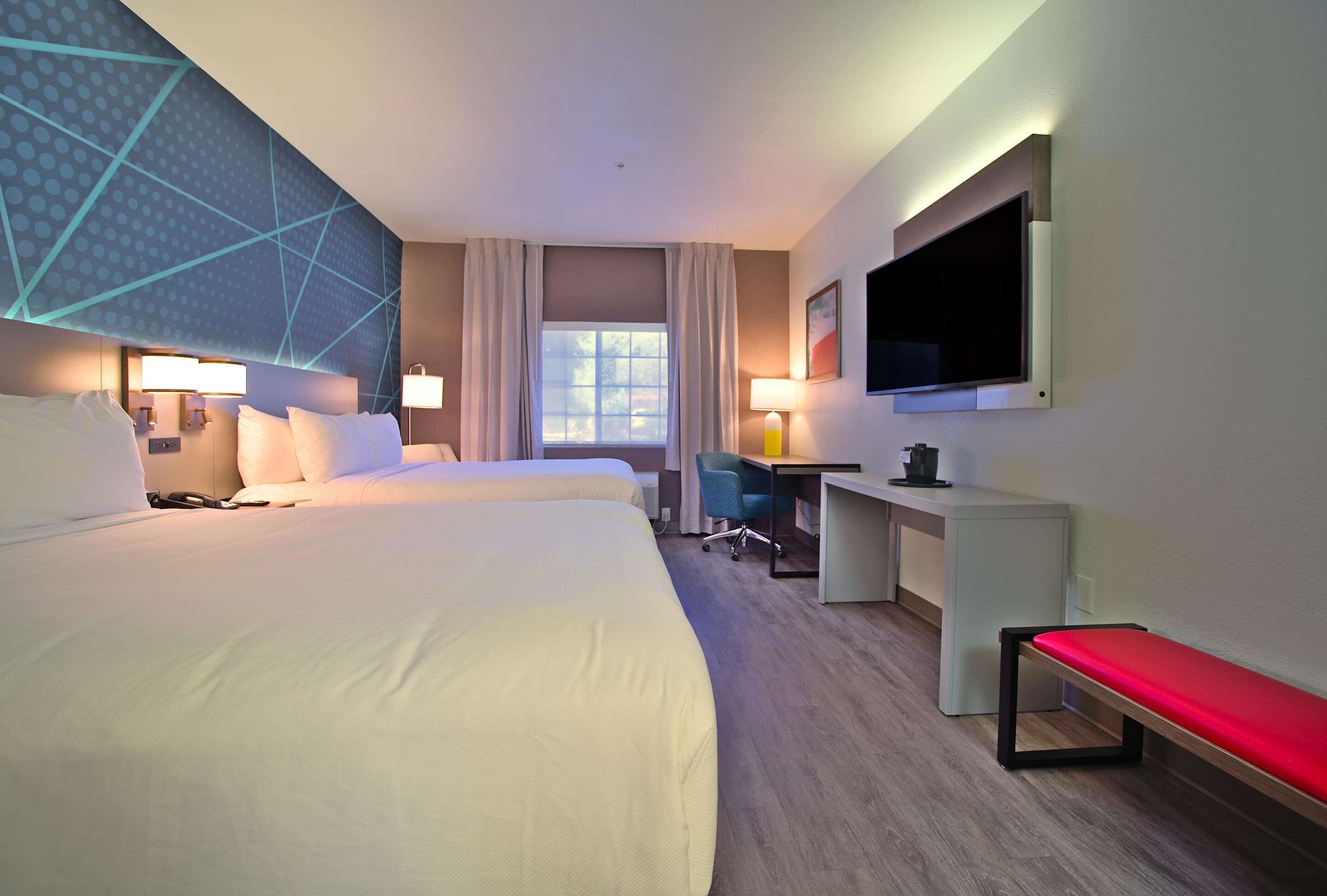 standard room, 2 queen beds, non smoking | desk, laptop workspace, blackout curtains, iron/ironing board