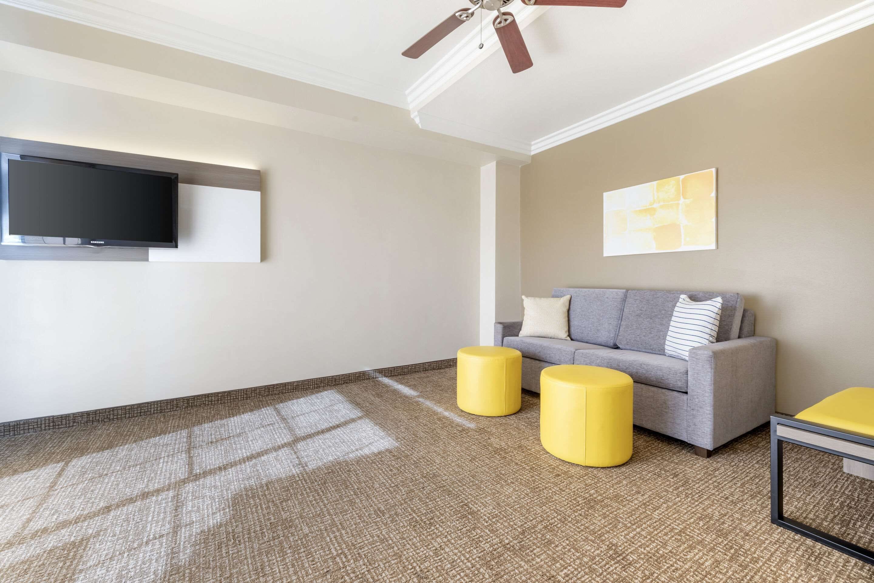 ocean view suite, sofa bed, 1 king bed, living room, non smoking | premium bedding, in-room safe, desk, laptop workspace