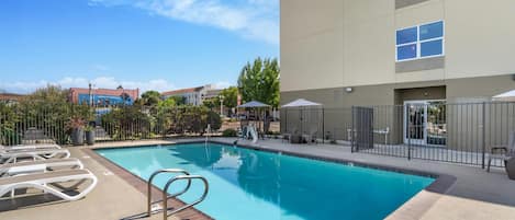 Outdoor pool, sun loungers