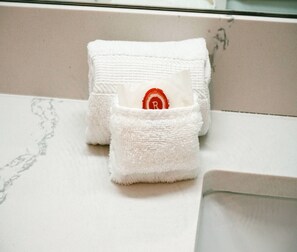 淋浴/盆浴组合、免费洗浴用品、吹风机、毛巾