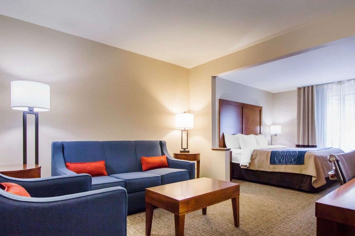 suite, 1 king bed with sofa bed, accessible, non smoking | desk, iron/ironing board, free cots/infant beds, free wifi