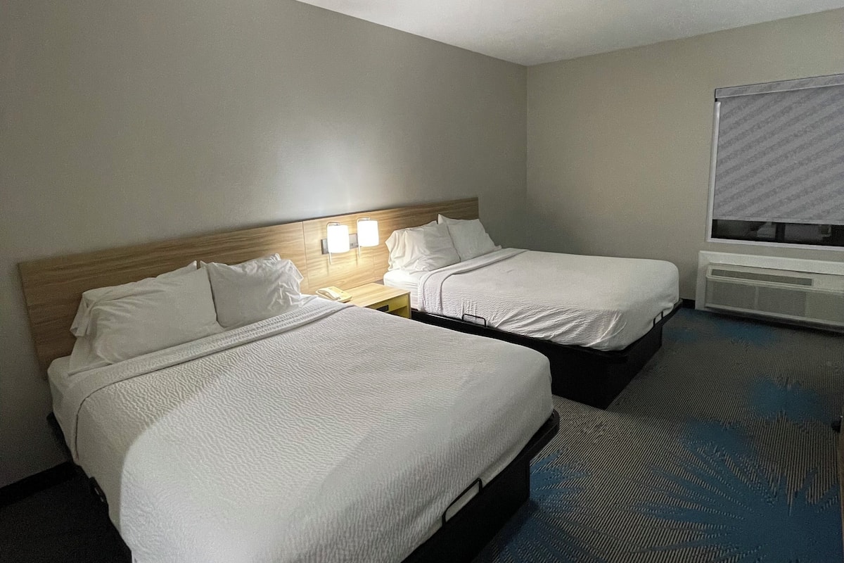 Room, 2 Queen Beds, Non Smoking | Desk, iron/ironing board, free WiFi, bed sheets